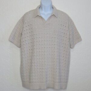 boohoo MAN* Men's Short Sleeve Straight Hem Pullover Crochet Sweater~ Size Large